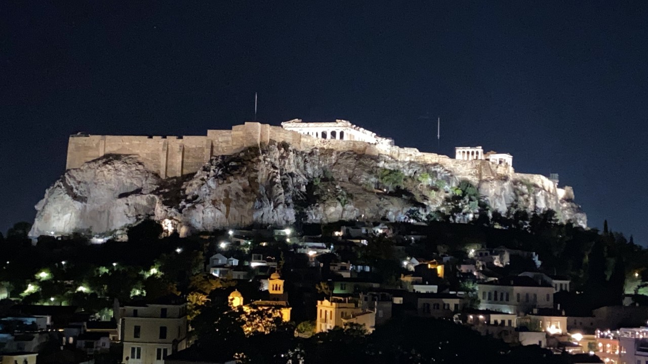 View of the Acropolis from the Plaka in Athens, Greece